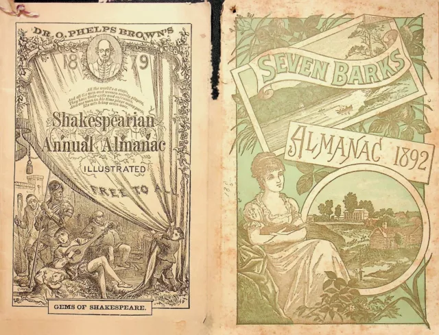 1879 + 1892 Shakespearian&Seven Bark Almanacs Dr. O. Phelps Browns Quack - E12-B