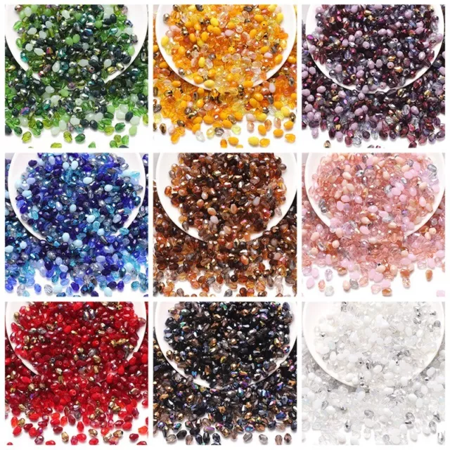 50Pcs Multicolor Teardrop Faceted Glass Crystal Beads 6x8mm DIY Jewellery Making