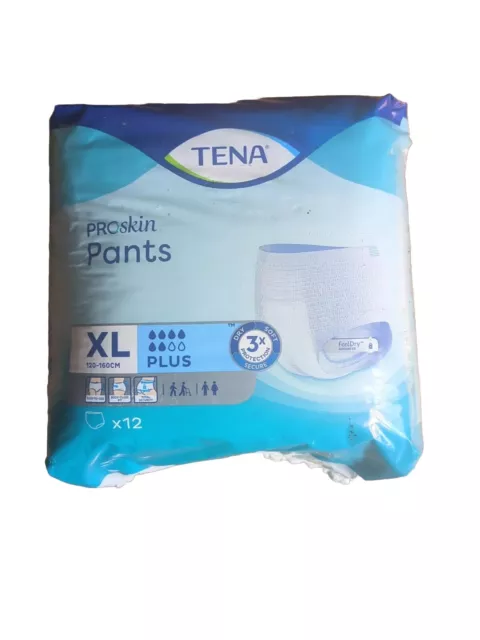 TENA PROSKIN PANTS Plus Extra Large Size - Pack of 12 XL Incontinence ...
