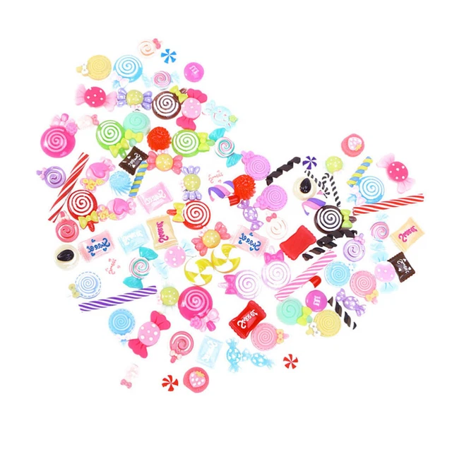60pcs Resin Charms Flatback Resin Charms Lollipop Charms Flatback Embellishments