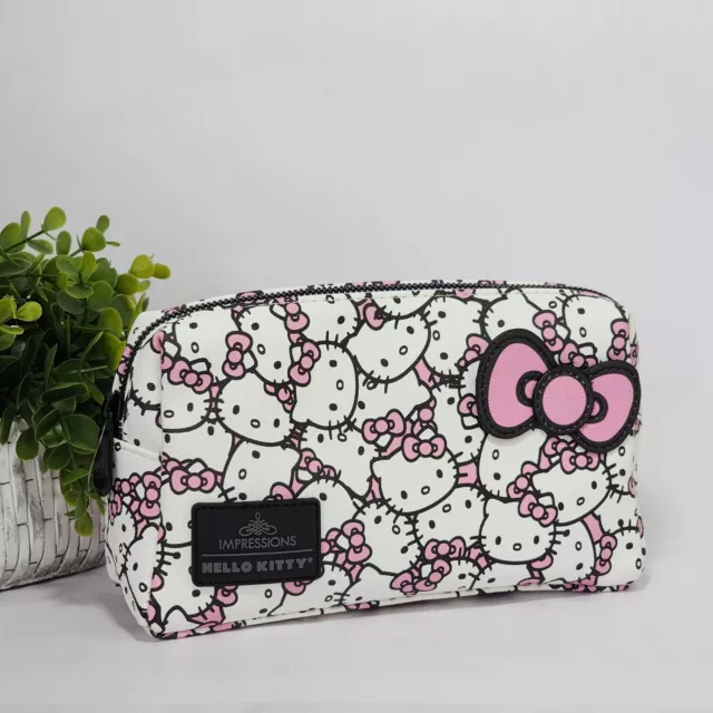 Hello Kitty Cosmetic Pouch Bag Waterproof Faux Leather Impressions Vanity Sanrio