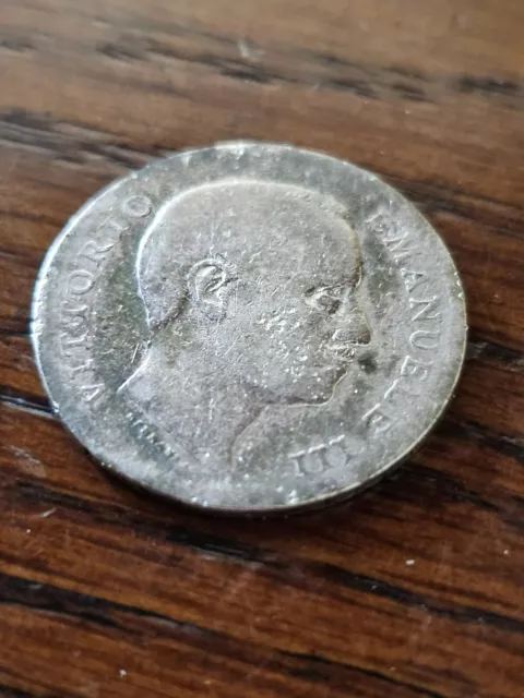 Italy 1 Lira 1902. Silver World Coin. King Vittorio Emanuele III 2
