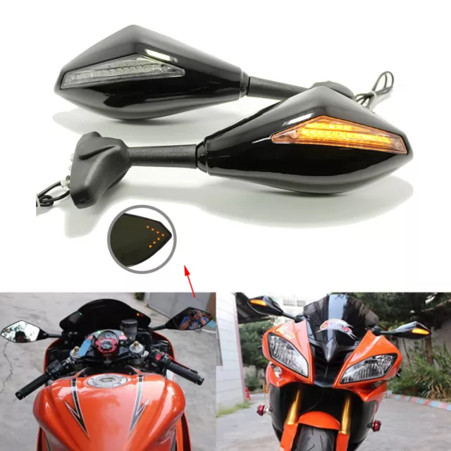 Motorcycle Mirrors +LED Turn Signal For Honda CBR 600 F1 F2 F3 F4 F4i 900 1000RR