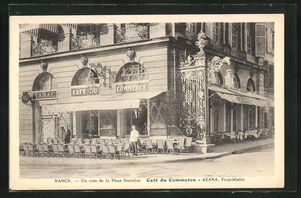 CPA Nancy, A Corner of Place Stanislas, Café du Commerce