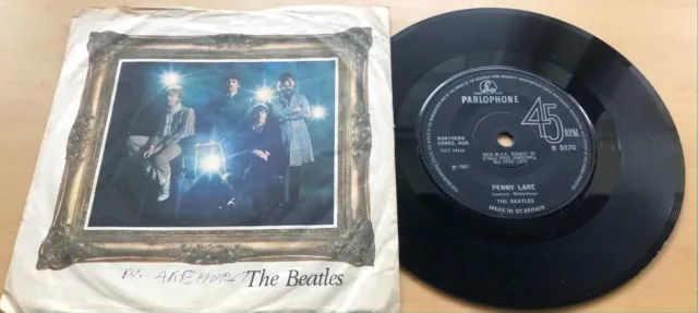 Beatles Penny Lane 1967 Uk Parlophone Vinyl 7" Single R 5570 Picture Sleeve