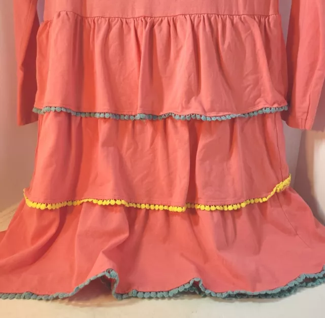 Hartstrings Skirt Dress Jr 16 Long Sleeve Cotton Pink Embroidered Lace 3 Tiered 2