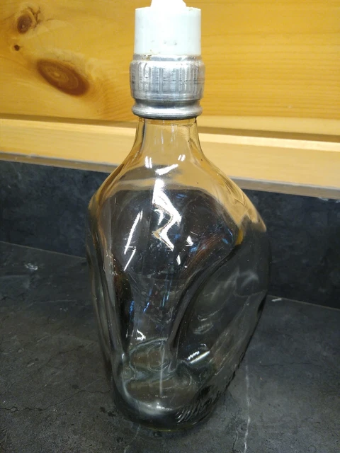 Haig & Haig Empty Whiskey Pinch Glass Bottle w/ Porcelain Metal Top Lid Vintage