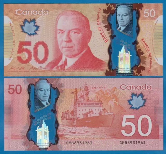 Canada 50 Dollars P 109b 2012 UNC Polymer Sign Wilkins & Poloz BC-72b (P 109 b )