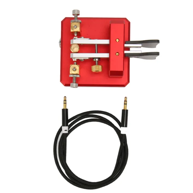 (Wine Red)Automatic Morse Telegraph Key Portable CW Morse Code Key Mini Metal