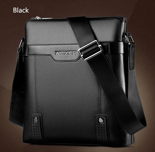 Men's New Business Black Leather Shoulder Bag Messenger Large Crossbody Handbags 2
