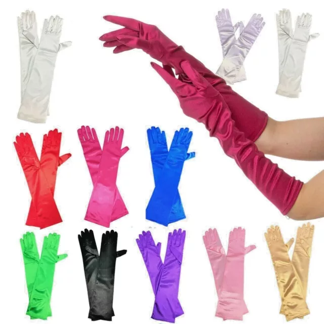 Women's Satin Long Gloves Opera Wedding Bridal Evening Party Prom Costume Glove