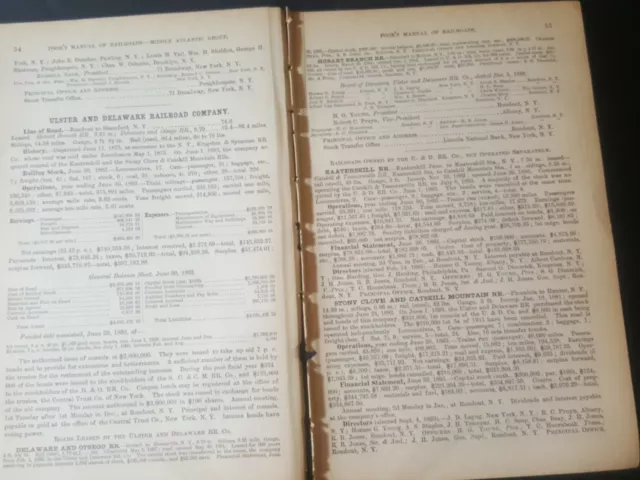 Original 1894 train report Ulster & Delaware Railroad Stamford Rondout new york