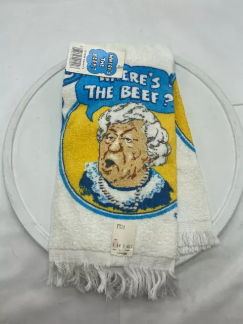 Vintage 1984 Wendy's "Where's The Beef?" Hand Towel with tags
