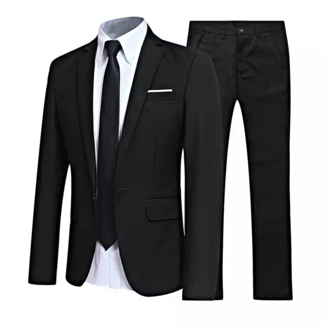 Mens Suits One Button Slim Fit 2-Piece Set Suit Business Blazer Jacket Pants