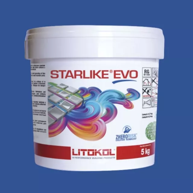 Litokol Starlike Evo 350 Blu Zaffiro Azul III Epoxi Pegamento Fuga 5kg Cubos