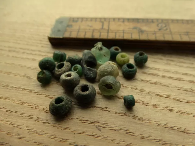 Good Set of Viking Pasta Stone Green Beads ca 8-11 AD Kievan Rus