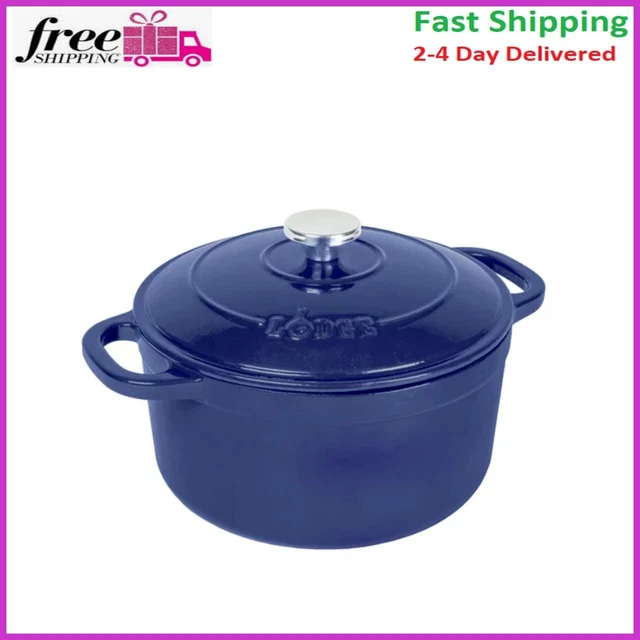 Enameled Cast Iron 5.5 Quart Dutch Oven Cookware Pot, Indigo Blue