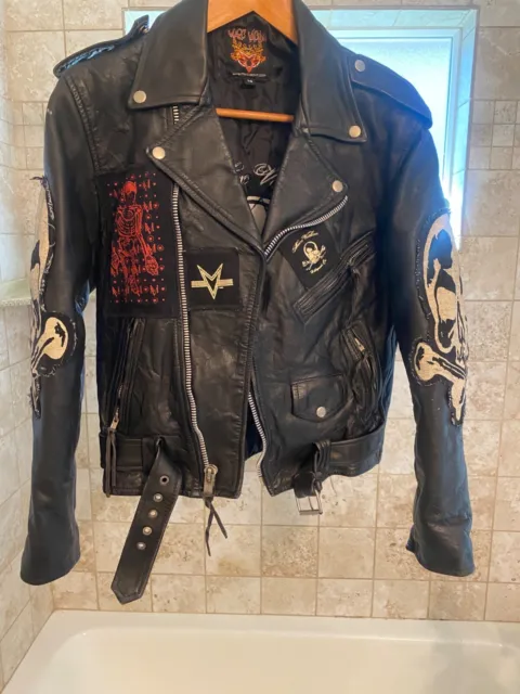 MARC VACHON Limited Black Leather Biker Jacket SLASH Guns and Roses NEVER WORN