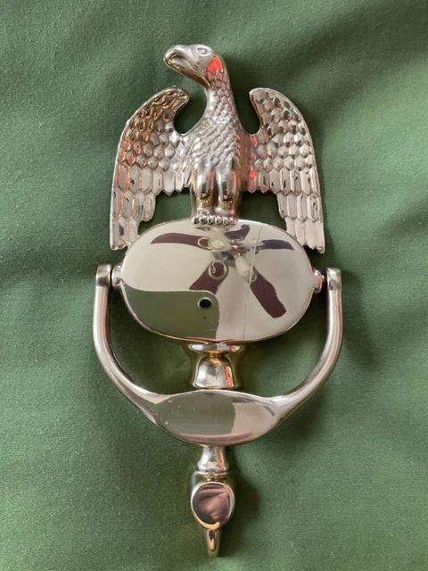 Nice Vintage Gold 8 X 4 Inch Federal Style Brass Eagle Door Knocker