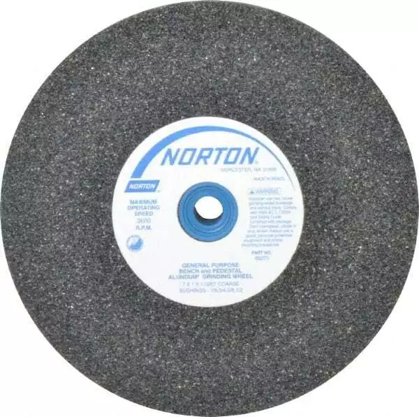 Norton 36 Grit Aluminum Oxide Bench & Pedestal Grinding Wheel 7" Diam x 1" Ho...