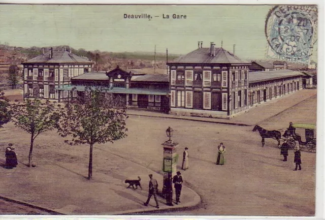 CPA 14 NORMANDIE Calvados près Trouville Cabourg DEAUVILLE La Gare 1907 Animée
