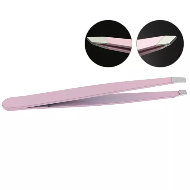 Useful professional stainless steel eyebrow tweezers hair beauty slanted twe QH