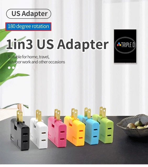 US EXTENSION PLUG Electrical Adapter 3 In 1 Adapter 180 Degree Rotation