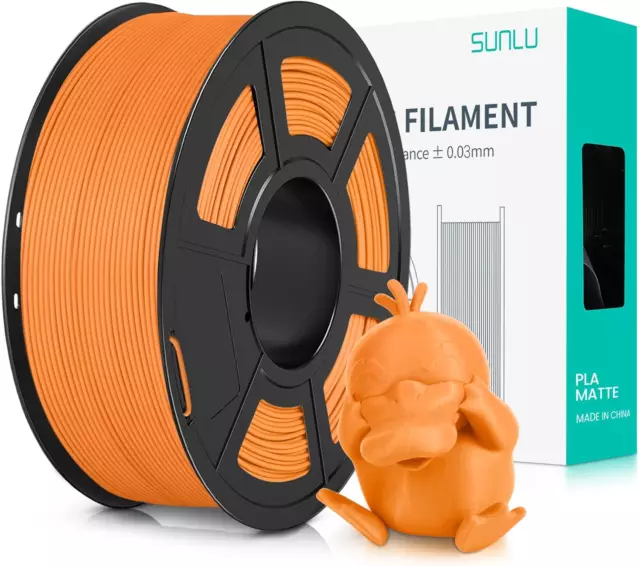 SUNLU 1.75mm PLA Matte Filament für FDM 3D Drucker 1KG/2.2LBS Spule Matte Orange