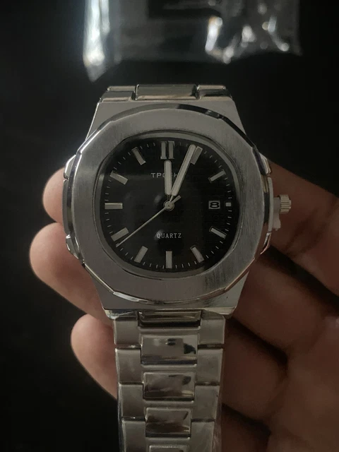 Montre Bracelet Homme Acier Inoxydable - Quartz Noir Et Argenté - Avec Boîte