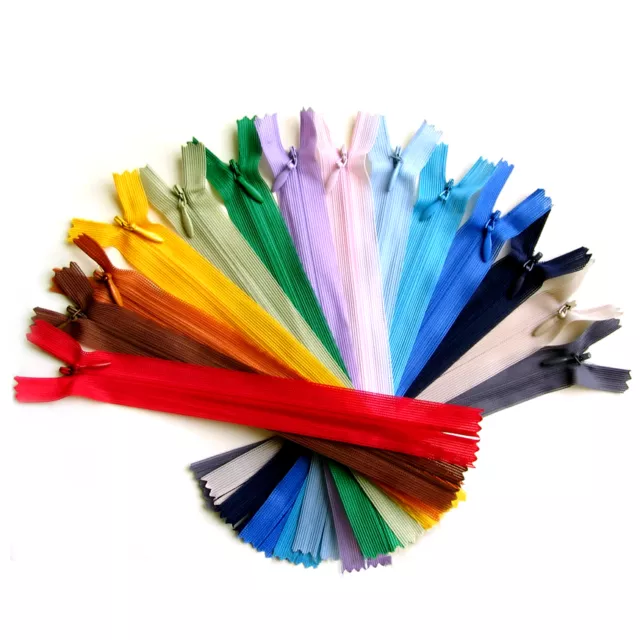 Invisible Nylon Concealed Zip 7" to 20" Zippers 18 to 50 cm Choice of Colours
