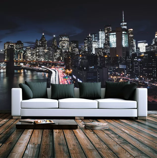 New York City Night View Building Wallpaper Mural Photo Home Room Poster Decor