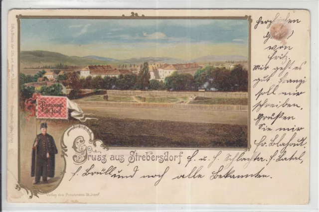 AK Wien XXI, Strebersdorf, Pensionat St. Josef, Litho um 1900