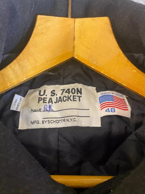 VTG SCHOTT U.S. Military Navy 740N Pea Jacket Button Front Wool Coat ...