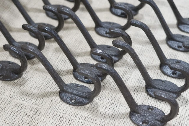 25 Coat Hooks Hat Hook Hall Tree Rustic Towel Vintage School Style Cast Iron