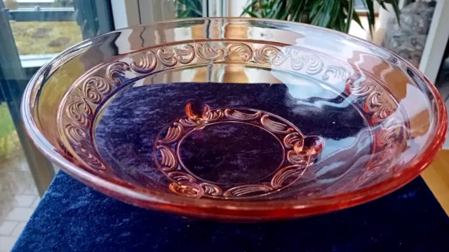 große Glas Schale - VINTAGE -Rosalinglas-dekoratives Objekt- Durchmesser 24,5cm