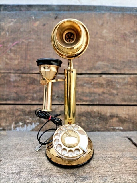 Antique Brass Telephone Mid Century Working old model Shiny Brass Telephone