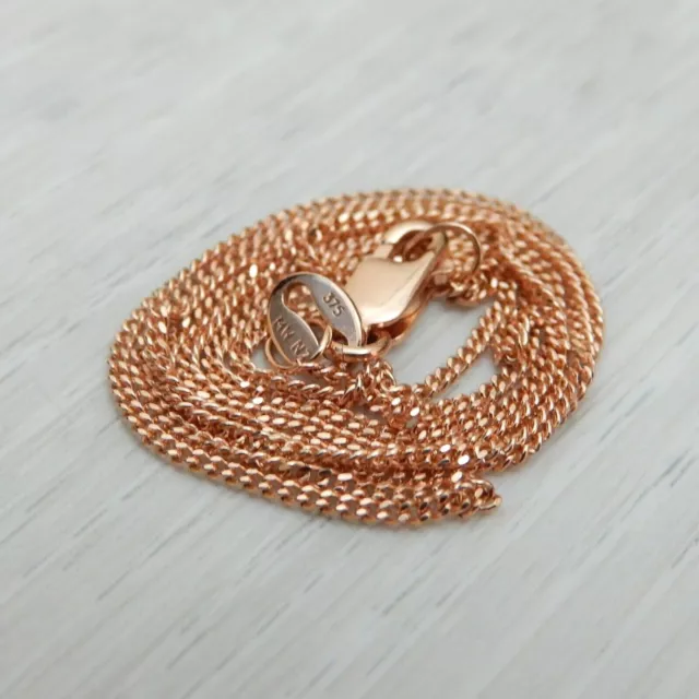 New Solid 9ct Rose / Pink Gold 1mm Curb Chain Necklace 40,45 or 50cm (9k 375)
