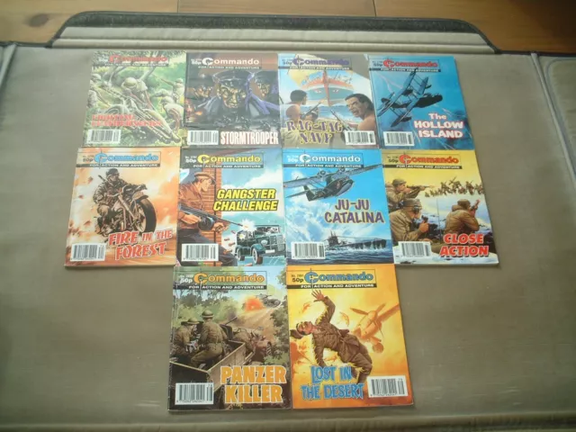 Consecutive Run Of Ten Old Vintage Commando Comic Books War Stories In Pictures