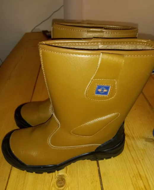 PRO MAN PM104 S1P Tan Steel Toe Cap Fur Lined Safety Rigger Boots Work ...