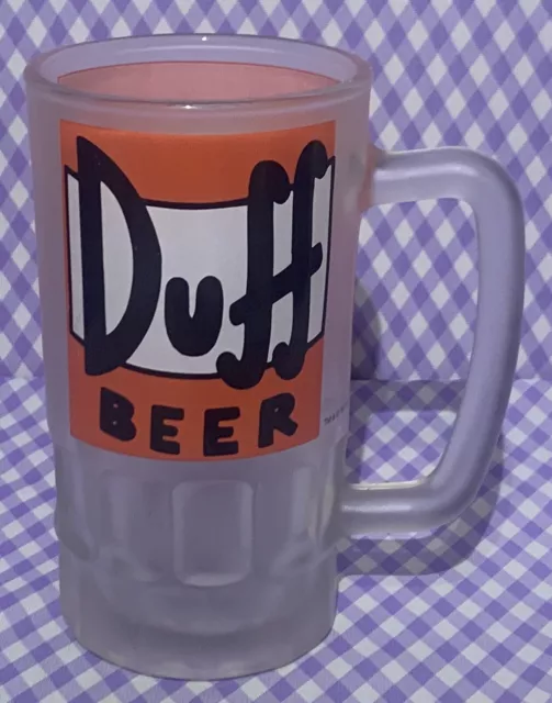 Vintage 1999  16cm Tall The Simpsons Homer Frosted Glass Duff Beer Stein Tankard