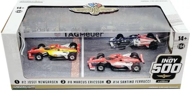 2023 Indy 500 Podium (3 Car Set) 1/64 Greeen Light