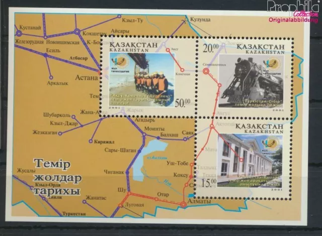 Briefmarken Kasachstan 2001 Mi Block22 (kompl.Ausg.) postfrisch Eisenbahn(959206