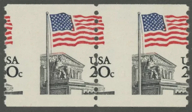 Mr Fancy Cancel 1895 PAIR 20c FLAG OVER SUPREME COURT MNH MAJOPR PERF SHIFT EFO