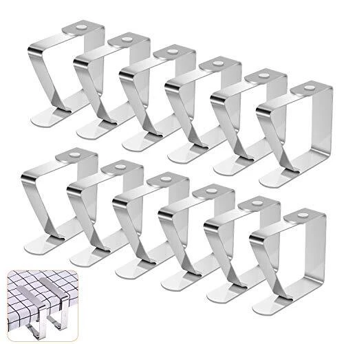 Telgoner Pince Nappe Inoxydable, 12 Pièces Pinces pour Nappe de Table, Pince Nap