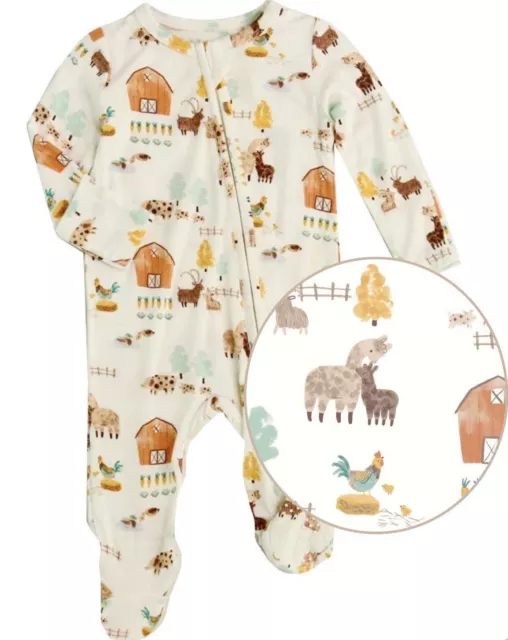 Angel Dear Baby Bamboo Footie Two-way Zipper Sleeper Pajama Alpaca Farm Newborn