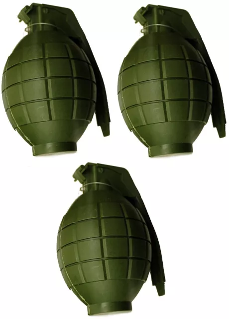 Toyland® Pack of 3 Toy GREEN Hand Grenades-With Flashing Light & sound- HL374X3