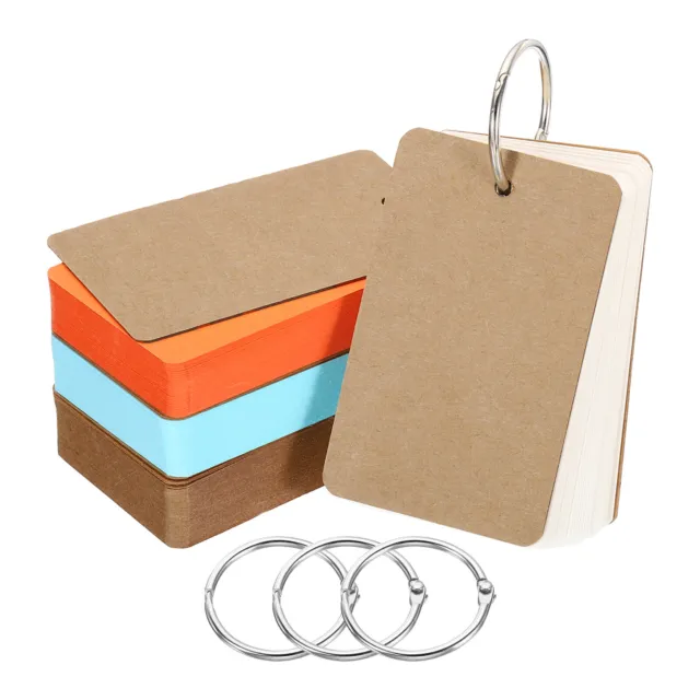 3.5" x 2" Blank Flash Cards with Rings Index Cards Study, Assorted Color 200pcs