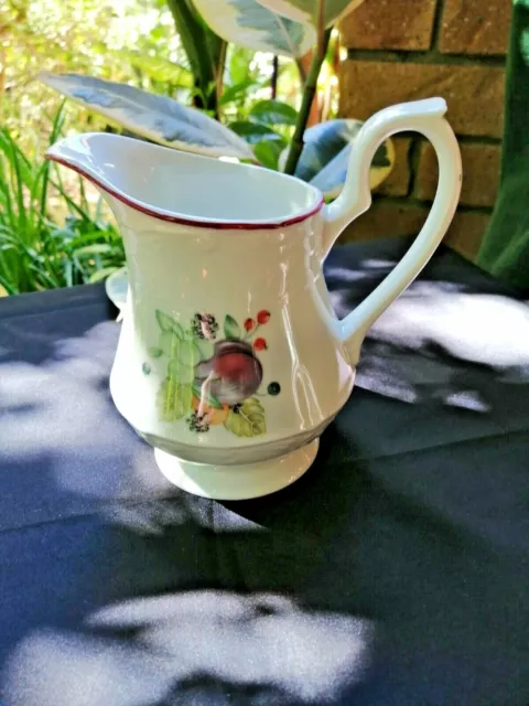 Unbranded Pottery Milk/Cream Jug Fruit Pattern & Embossed, Made In England.