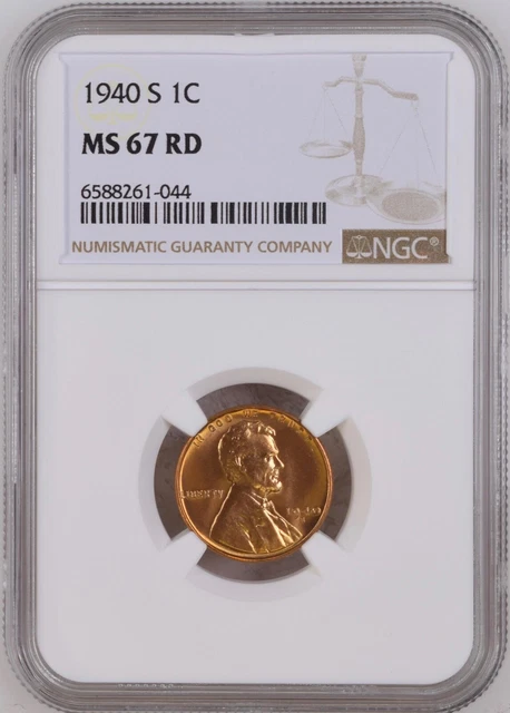 1940 S Lincoln Wheat Cent NGC MS67RD Copper Registry Coin 1C