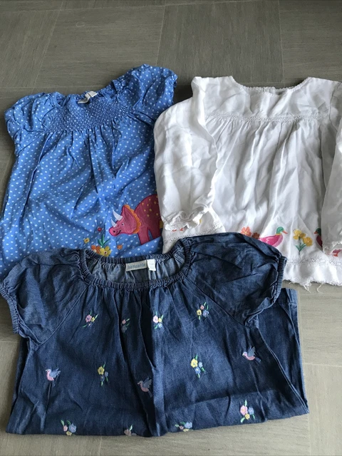 JOJO MAMAN BEBE AGE 4-5 Three Tops Blue/White/Polka Dot Cotton VGC